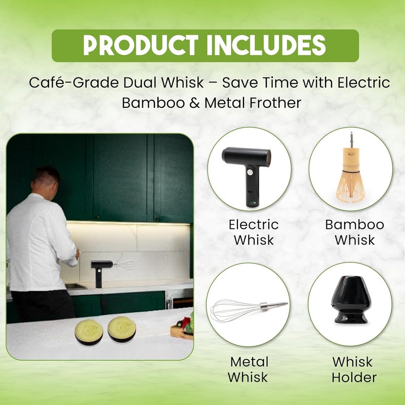 HAPPY PATH & CO. Matcha Electric Whisk Set - Rechargeable Handheld Frother with Whisk and Holder | Automatic Frother for the Perfect Blend | Electric Handheld Frother for Matcha Tea Lovers - Image 4