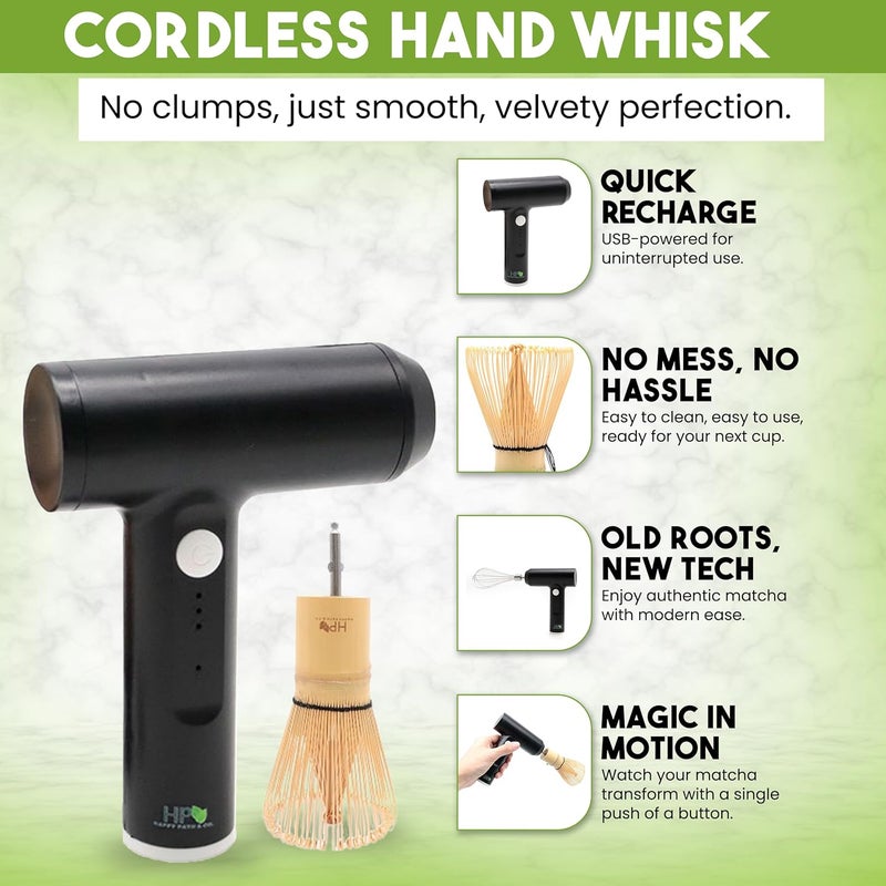 HAPPY PATH & CO. Matcha Electric Whisk Set - Rechargeable Handheld Frother with Whisk and Holder | Automatic Frother for the Perfect Blend | Electric Handheld Frother for Matcha Tea Lovers - Image 2