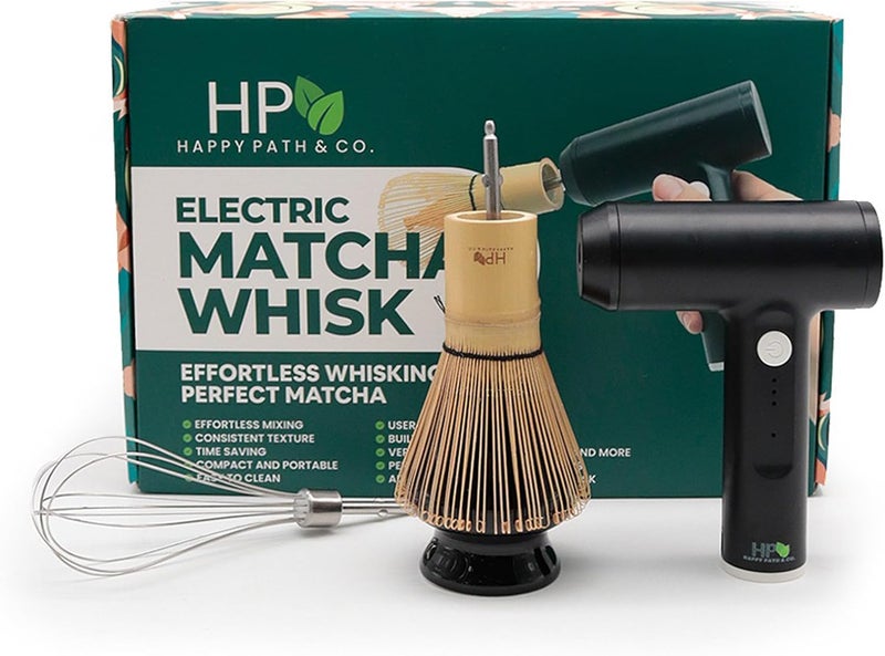 HAPPY PATH & CO. Matcha Electric Whisk Set - Rechargeable Handheld Frother with Whisk and Holder | Automatic Frother for the Perfect Blend | Electric Handheld Frother for Matcha Tea Lovers - Image 1
