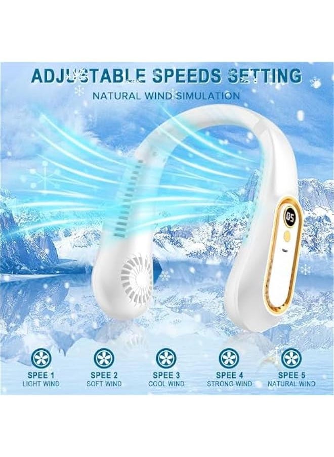 HOOKOR Neck Fan, Cooling Fan with 5 Speeds Adjustable Neckbreeze, Neckbreeze Wearable Bladeless Rechargeable Personal Neck Fan 720°cooling Airflow No Noise, For Home Office Travel  - Image 4