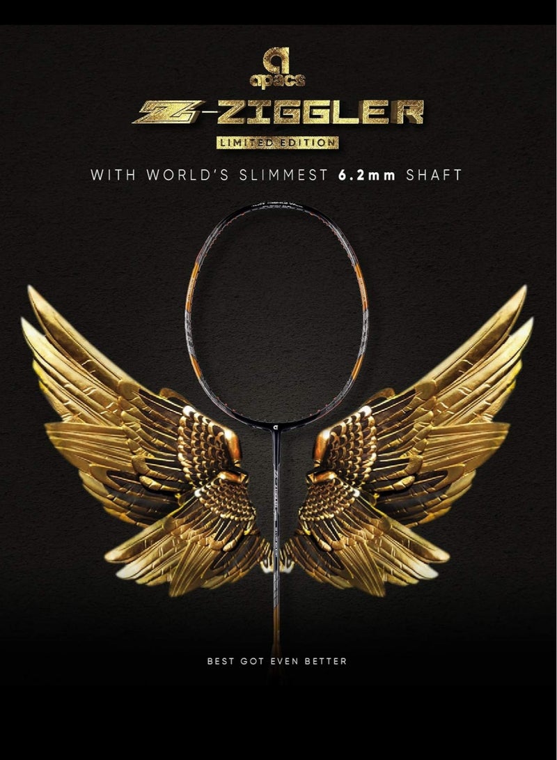 Apacs Z-Ziggler Limited Edition Unstrung Badminton Racket |Graphite   With Free Full Cover | G2-4 1/8 Inches|38 Lbs| 6.2Mm World'S Slimmest Shaft  - Image 2