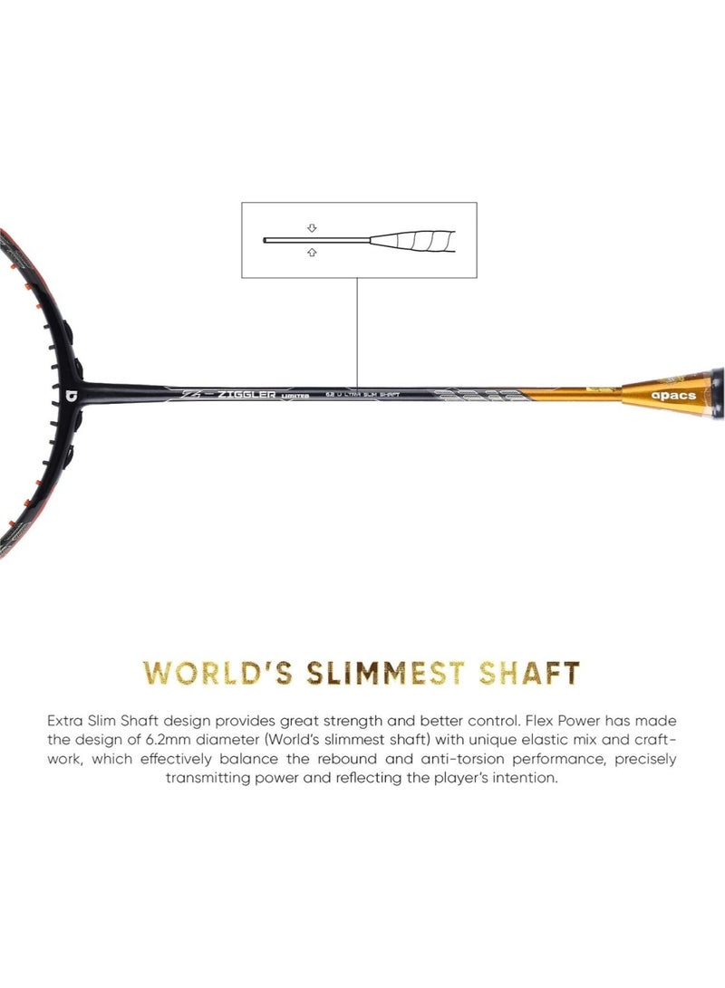 Apacs Z-Ziggler Limited Edition Unstrung Badminton Racket |Graphite   With Free Full Cover | G2-4 1/8 Inches|38 Lbs| 6.2Mm World'S Slimmest Shaft  - Image 4