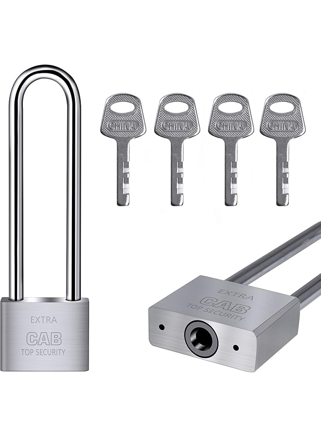 PROMASS PROMASS Lengthened Padlock with 4 Keys, 6.4 Inch Long Shackle Padlock Heavy Duty Lock Waterproof High Security Outdoor Padlock for Warehouses Container Doors Garage Shed  - Image 1