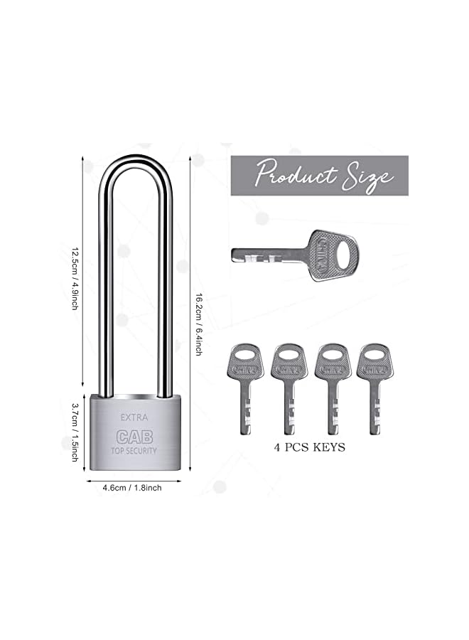 PROMASS PROMASS Lengthened Padlock with 4 Keys, 6.4 Inch Long Shackle Padlock Heavy Duty Lock Waterproof High Security Outdoor Padlock for Warehouses Container Doors Garage Shed  - Image 2