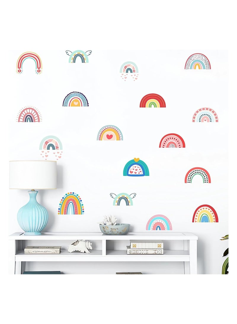 66 Pcs Colorful Boho Rainbow Wall Stickers - 12 Sheets Removable Vinyl Decals Perfect for Kids Nursery, Living Room, Bedroom & Closet Decor - Fun & Playful Home Aesthetic - Image 1