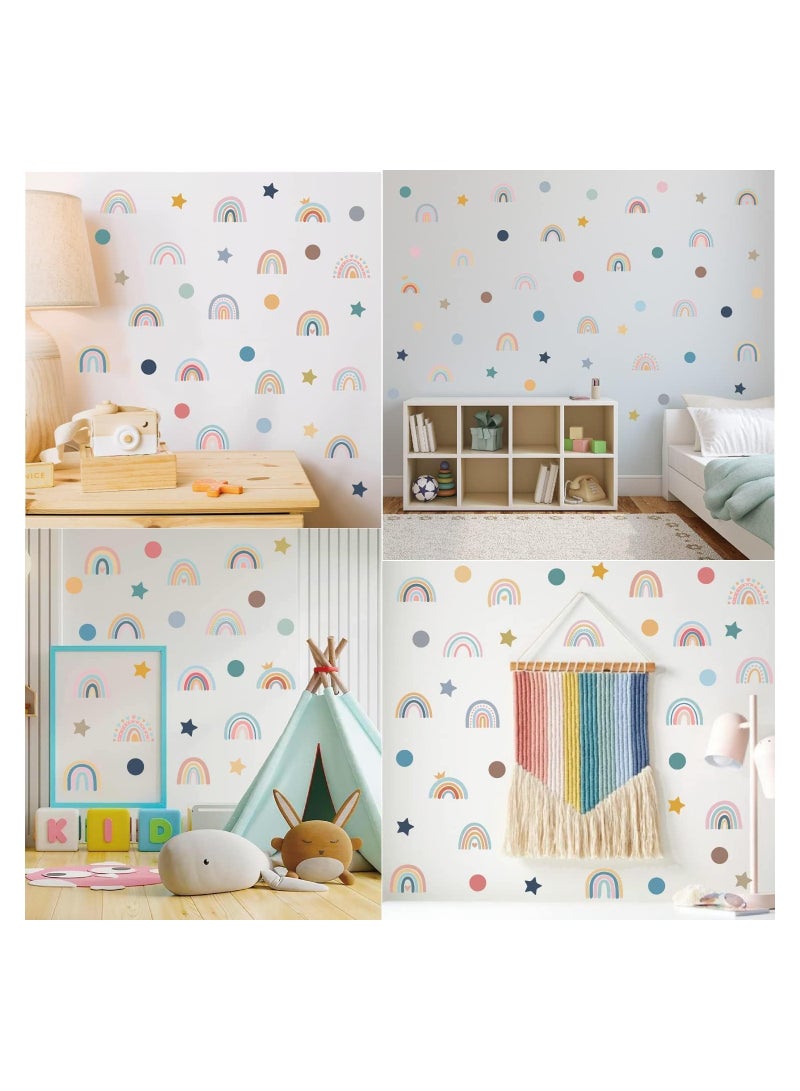 66 Pcs Colorful Boho Rainbow Wall Stickers - 12 Sheets Removable Vinyl Decals Perfect for Kids Nursery, Living Room, Bedroom & Closet Decor - Fun & Playful Home Aesthetic - Image 5