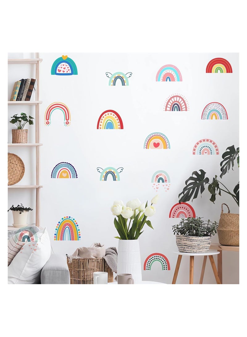 66 Pcs Colorful Boho Rainbow Wall Stickers - 12 Sheets Removable Vinyl Decals Perfect for Kids Nursery, Living Room, Bedroom & Closet Decor - Fun & Playful Home Aesthetic - Image 2