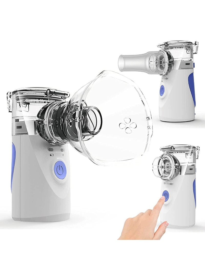 Portable Automatic Mesh Inhaler Humidifier for Adults and Children with Masks and Mouthpieces – Blue - Image 1
