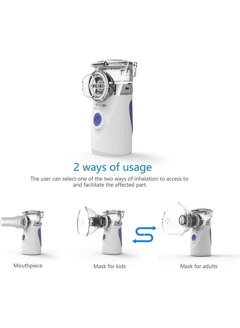 Portable Automatic Mesh Inhaler Humidifier for Adults and Children with Masks and Mouthpieces – Blue - Image 3