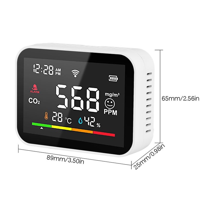 WiFi Smart CO2 Detector Portable Air Quality Monitor CO2 Alarm Meter LCD Temperature Humidity Tester Multifunctional CO2 Temp. & Humidity Detecting Gauge Carbon Dioxide Detection Intelligent Linkage - Image 2