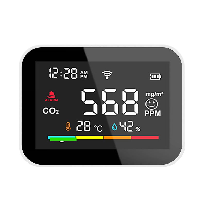 WiFi Smart CO2 Detector Portable Air Quality Monitor CO2 Alarm Meter LCD Temperature Humidity Tester Multifunctional CO2 Temp. & Humidity Detecting Gauge Carbon Dioxide Detection Intelligent Linkage - Image 1