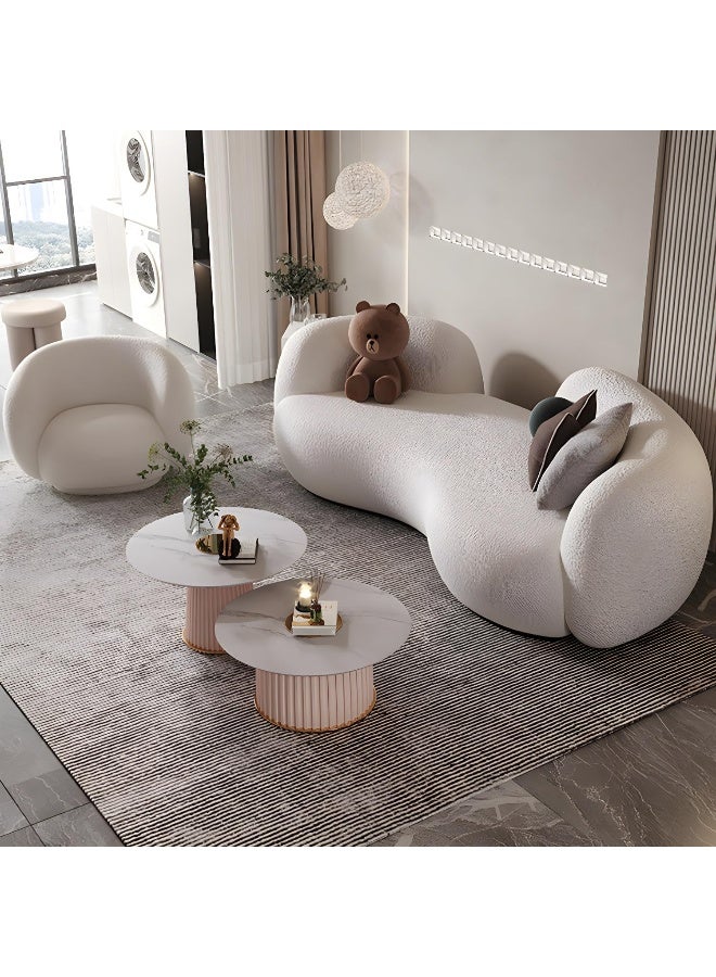 Comfynest White Sherpa 3-Seat Modern Sofa with Foam Seat and Storage Option - Image 5