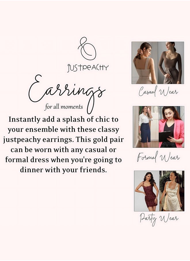 Just Peachy Just Peachy Gold-Toned Heart Shaped Drop Earrings, Elegant and Stylish Jewelry for Women, Hypoallergenic, Lightweight, and Comfortable ? Perfect for Adding a Touch of Any Outfit  - Image 5