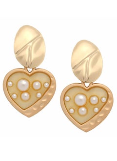 Just Peachy Just Peachy Gold-Toned Heart Shaped Drop Earrings, Elegant and Stylish Jewelry for Women, Hypoallergenic, Lightweight, and Comfortable ? Perfect for Adding a Touch of Any Outfit  - Image 1