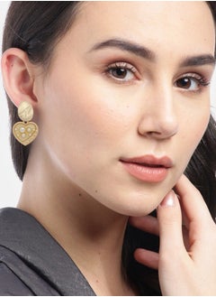 Just Peachy Just Peachy Gold-Toned Heart Shaped Drop Earrings, Elegant and Stylish Jewelry for Women, Hypoallergenic, Lightweight, and Comfortable ? Perfect for Adding a Touch of Any Outfit  - Image 2