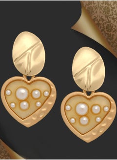 Just Peachy Just Peachy Gold-Toned Heart Shaped Drop Earrings, Elegant and Stylish Jewelry for Women, Hypoallergenic, Lightweight, and Comfortable ? Perfect for Adding a Touch of Any Outfit  - Image 3