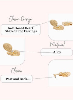 Just Peachy Just Peachy Gold-Toned Heart Shaped Drop Earrings, Elegant and Stylish Jewelry for Women, Hypoallergenic, Lightweight, and Comfortable ? Perfect for Adding a Touch of Any Outfit  - Image 4