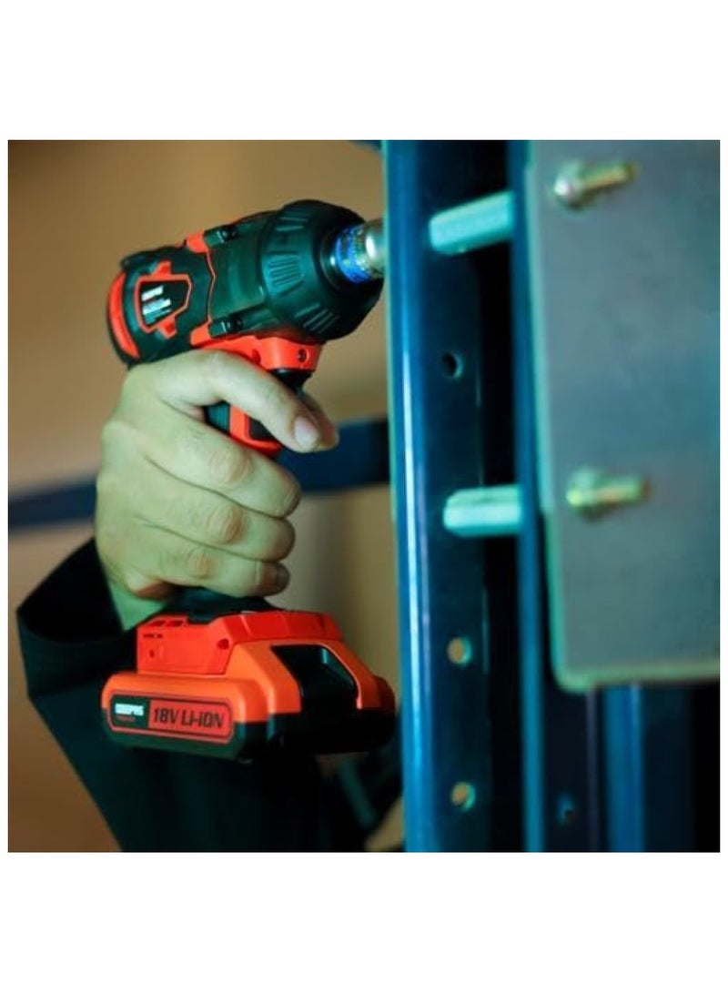 Geepas 18V 1/2" Drive Cordless Impact Wrench|GIW1820BLC-240|Cordless Impact Wrench with 2 Li Batteries| Fast Charging| BL Motor| Maximum Fastening Torque|350 NM|LED Light| Red - Image 4