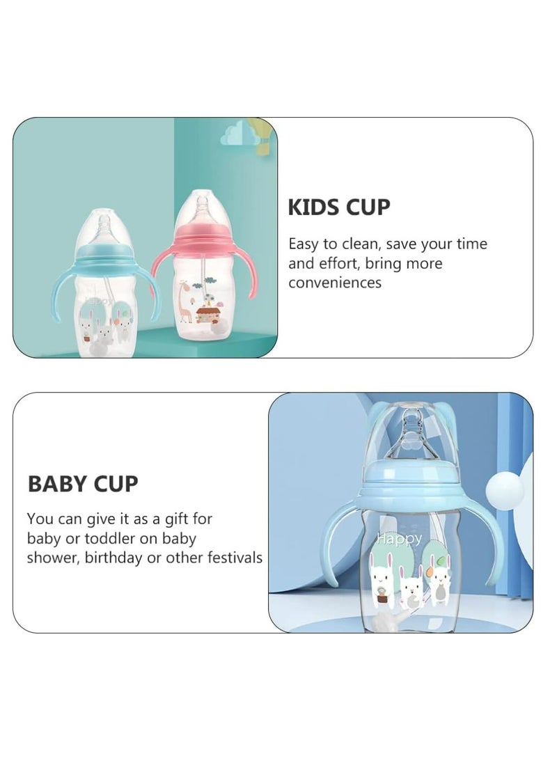 Oasisgalore - 220ml Baby Sippy Cup with Straw and Handle: Spill-Proof Toddler Bottle for 6-12 Months, Portable Infant Drinking Cup (Blue). - Image 1