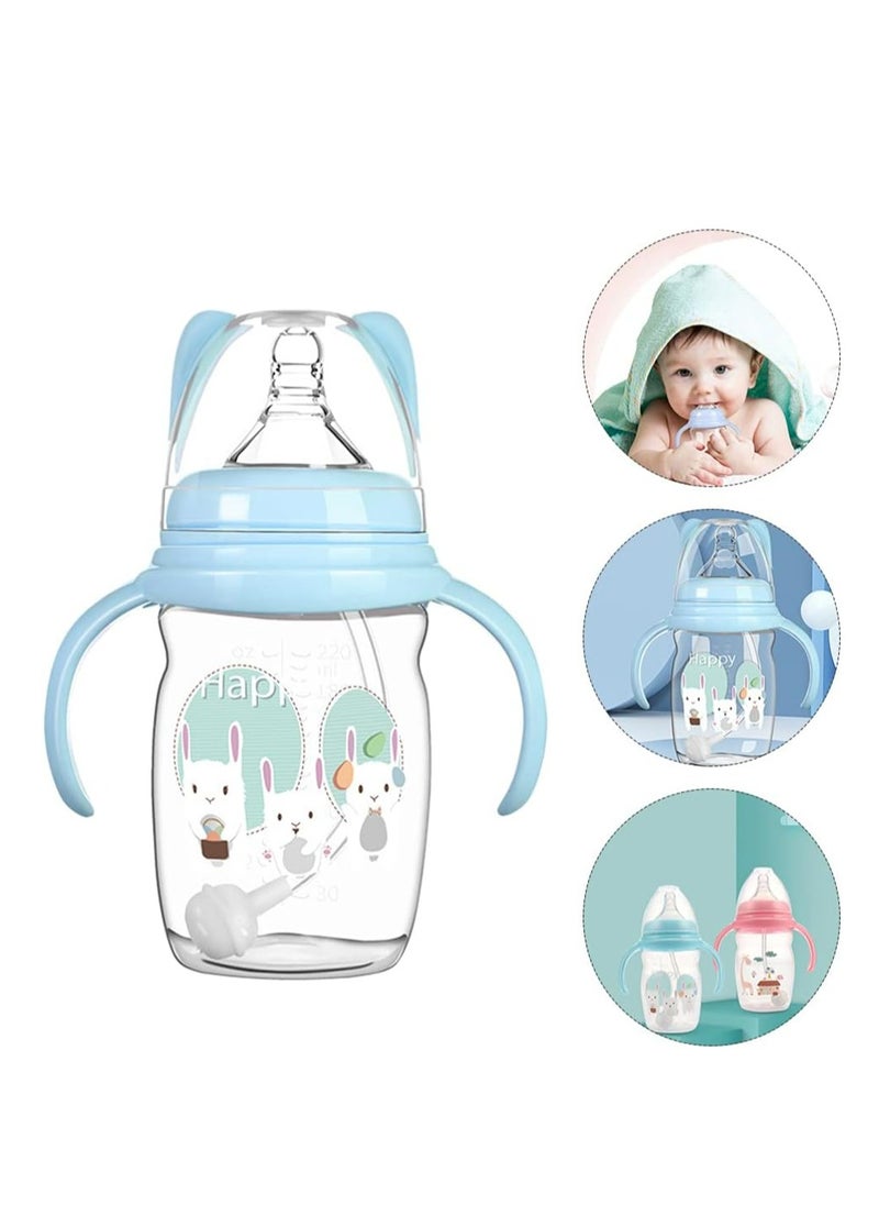 Oasisgalore - 220ml Baby Sippy Cup with Straw and Handle: Spill-Proof Toddler Bottle for 6-12 Months, Portable Infant Drinking Cup (Blue). - Image 1