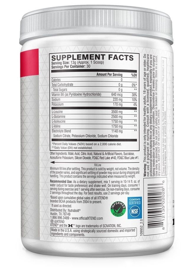 SCIVATION XTEND Original BCAA Powder Knockout Fruit Punch | Sugar Free Post Workout Muscle Recovery Drink with Amino Acids | 7g BCAAs for Men & Women | 30 Servings  - Image 2