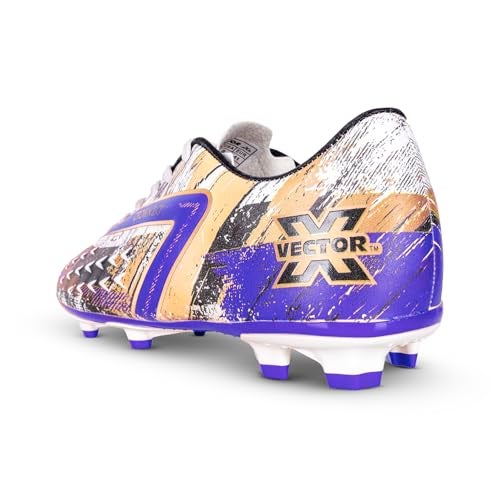 Vector X Crown 2.0 Imported PU Upper | TPU Sole | Elegant Design | Light Weight | Socce/Football Stud | Men, Youth, Boys (White-Violet) Size-4 - Image 5