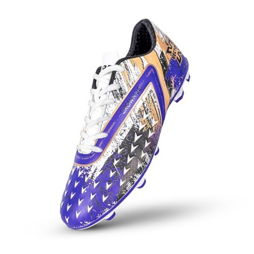 Vector X Crown 2.0 Imported PU Upper | TPU Sole | Elegant Design | Light Weight | Socce/Football Stud | Men, Youth, Boys (White-Violet) Size-4 - Image 4