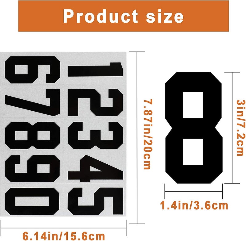 Zonon 100 Piece Reflective Mailbox Number Stickers, Self Adhesive Reflective Capital Letter Sticker, Number Decals Vinyl Mailbox Decals for Bin, Window, Door(3 Inch,Black) - Image 2
