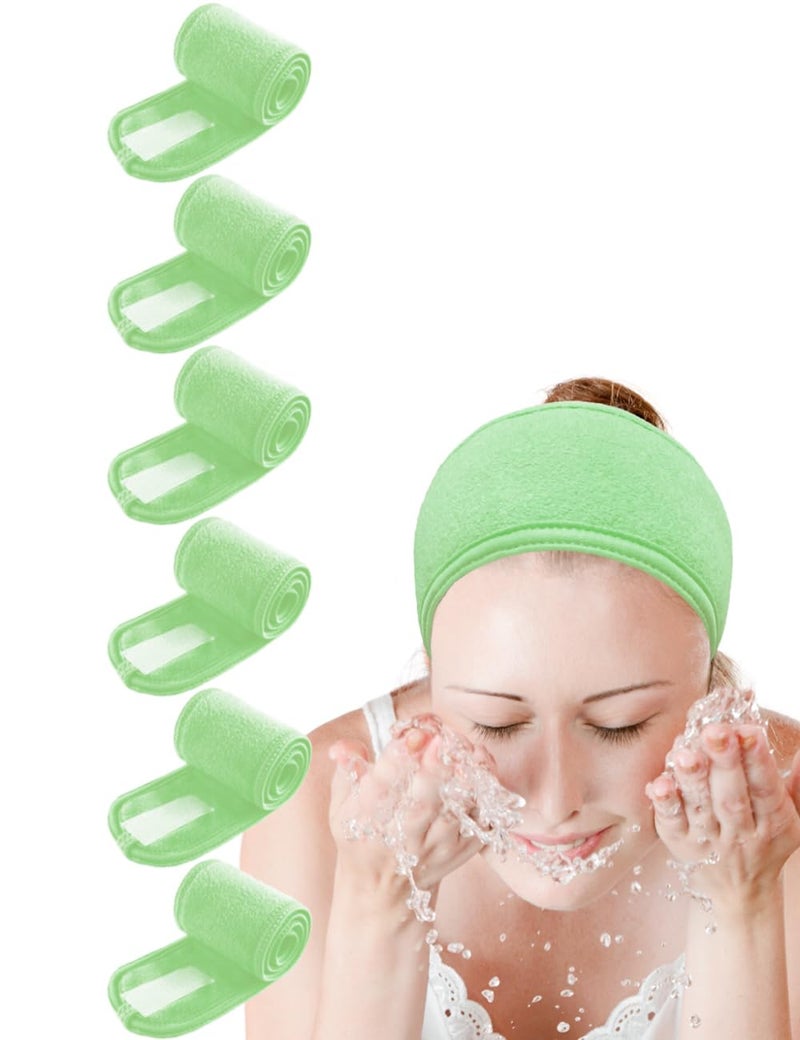 Spa Headband Hair Wrap Sweat Head Wrap Non-slip Stretchable Washable Makeup Headband for Face Wash Facial Treatment Sport Fits All White (Green Seafoam)