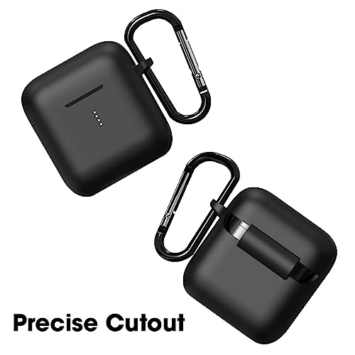 Sounce Earphone Case Cover Compatible with Boat Airdopes 141, Soft Silicone Skin Case Cover Shock-Absorbing Protective Case with Keychain [Front LED Visible] – Black - Image 2