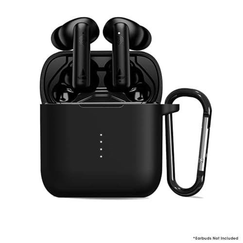 Sounce Earphone Case Cover Compatible with Boat Airdopes 141, Soft Silicone Skin Case Cover Shock-Absorbing Protective Case with Keychain [Front LED Visible] – Black - Image 1
