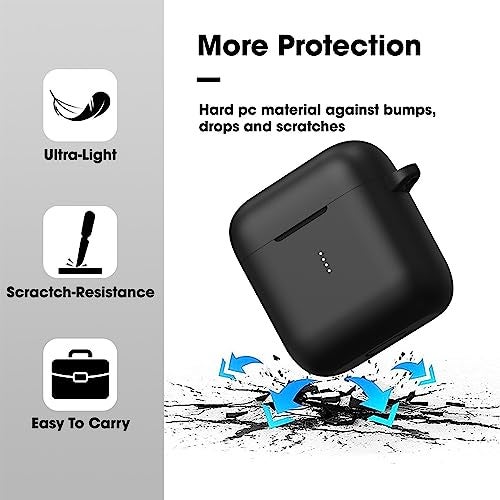 Sounce Earphone Case Cover Compatible with Boat Airdopes 141, Soft Silicone Skin Case Cover Shock-Absorbing Protective Case with Keychain [Front LED Visible] – Black - Image 3