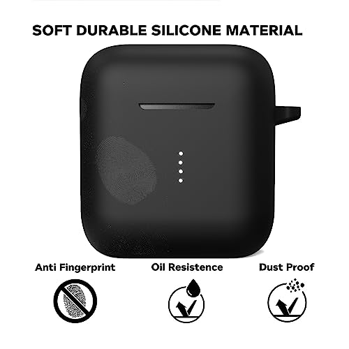 Sounce Earphone Case Cover Compatible with Boat Airdopes 141, Soft Silicone Skin Case Cover Shock-Absorbing Protective Case with Keychain [Front LED Visible] – Black - Image 5
