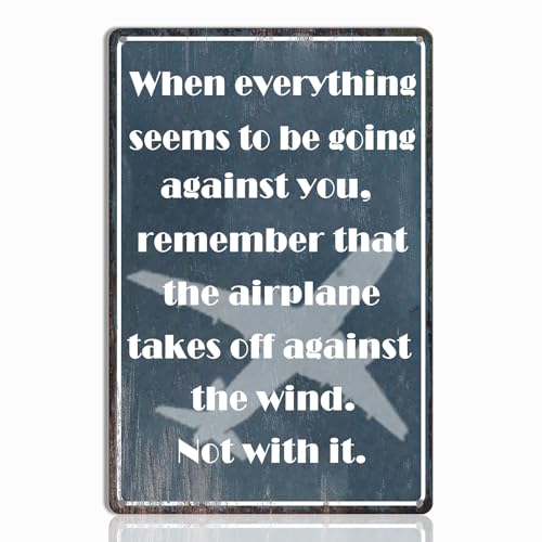keowhsf Aviation Wall Art - Vintage Airplane Decor Tin Sign with Motivational Quote, Inspirational Metal Plaque for Pilot Lounge, Pilot Gifts, and Aviation Enthusiasts, 8x12 Inch - Image 1