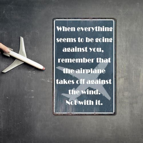 keowhsf Aviation Wall Art - Vintage Airplane Decor Tin Sign with Motivational Quote, Inspirational Metal Plaque for Pilot Lounge, Pilot Gifts, and Aviation Enthusiasts, 8x12 Inch - Image 2