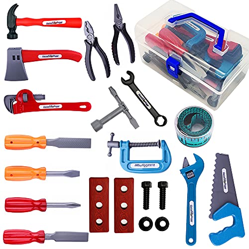 KEJIH 21 Pieces Kids Toy Tool Set and Power Play Tools, Construction Toys Working Tools Educational Pretend Role Play Set with a Handy Storage Box and Portable Sturdy Ideal Gifts Toolkit for Toddlers - Image 1