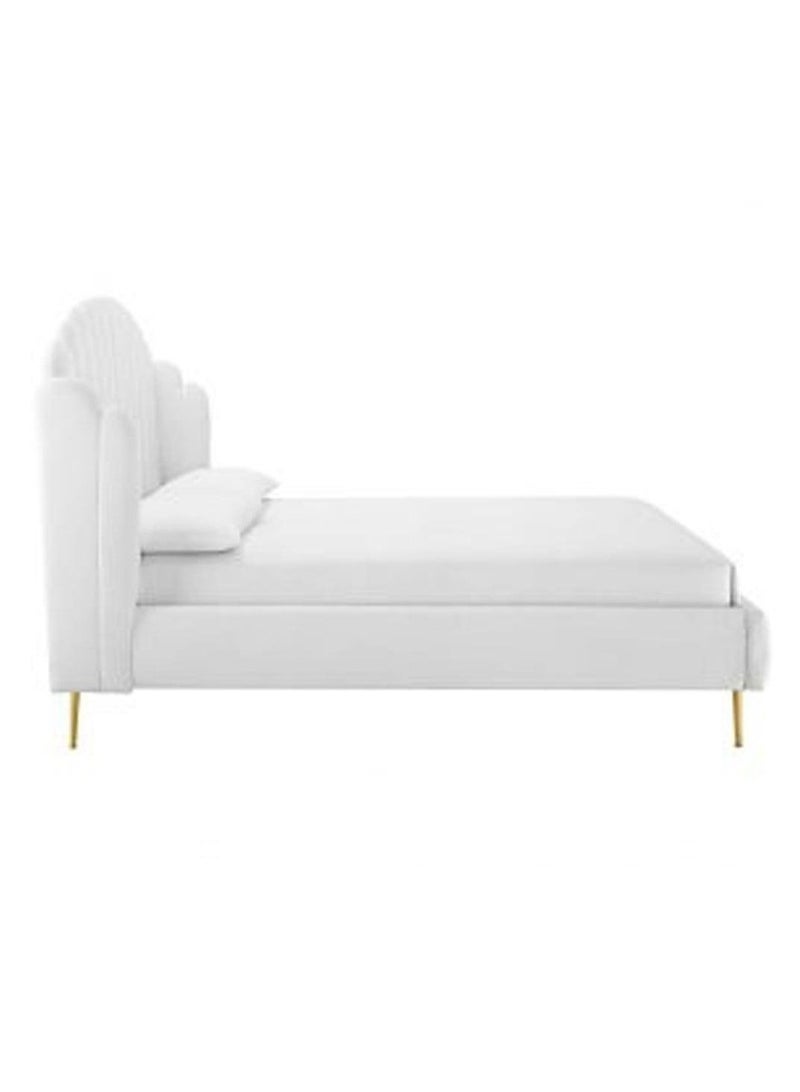 Wooden Twist Upholstery Bed Elegant Rectangular Design (Queen  Size)