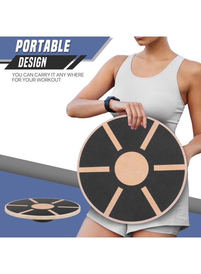 XiuWoo Wooden Balance Board, Non-Slip Wobble Core Trainer with 360° Rotation, Round Stability Training Board for Core, Legs, Abs, Glutes, Full Body Workout, Home Gym, Office and Fitness Exercise - Image 4