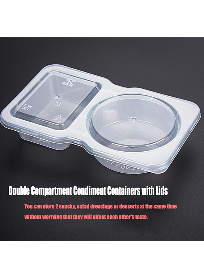 Excefore Double Compartment Condiment Container With Lids, Clear Plastic Portion Cups, Travel Snack Containers For Condiments Or Dips, 2 Compartment Condiment Containers (20Pcs) - Image 3