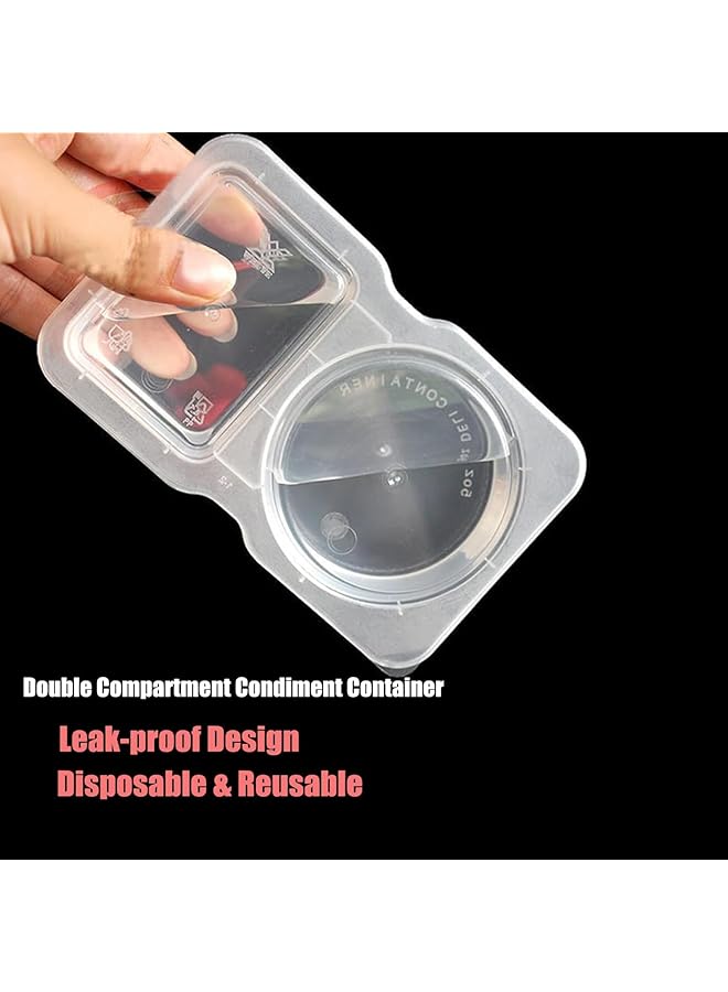 Excefore Double Compartment Condiment Container With Lids, Clear Plastic Portion Cups, Travel Snack Containers For Condiments Or Dips, 2 Compartment Condiment Containers (20Pcs) - Image 2