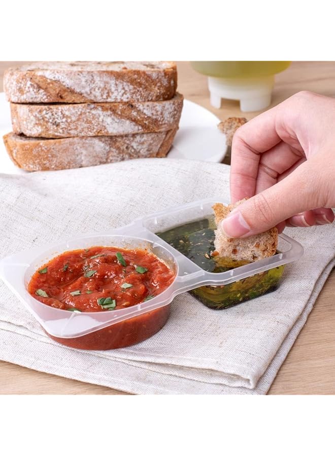 Excefore Double Compartment Condiment Container With Lids, Clear Plastic Portion Cups, Travel Snack Containers For Condiments Or Dips, 2 Compartment Condiment Containers (20Pcs) - Image 5