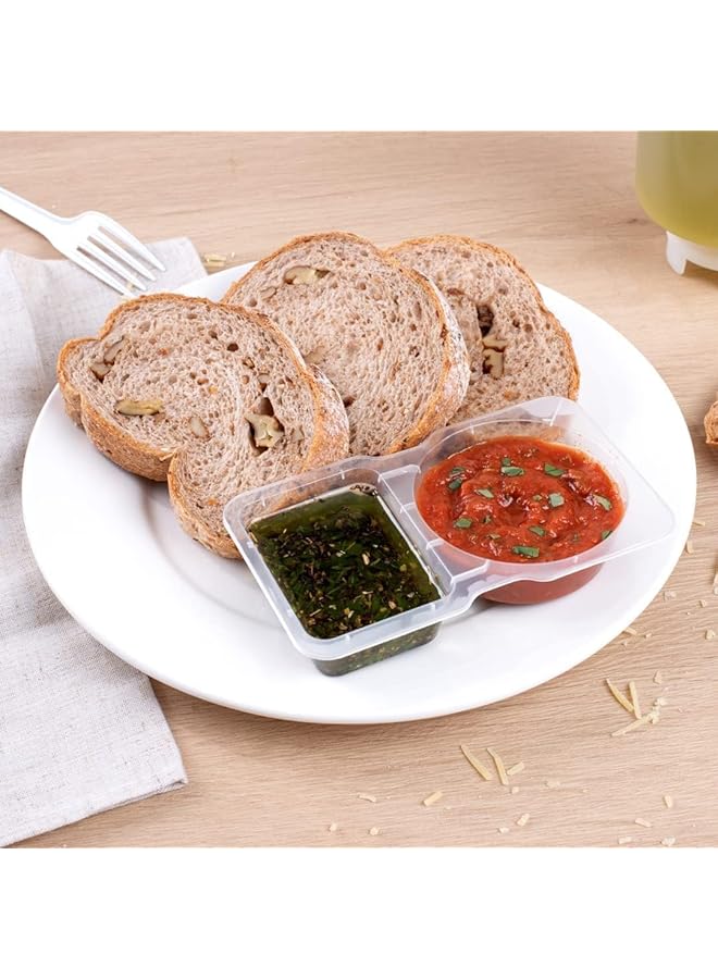 Excefore Double Compartment Condiment Container With Lids, Clear Plastic Portion Cups, Travel Snack Containers For Condiments Or Dips, 2 Compartment Condiment Containers (20Pcs) - Image 4