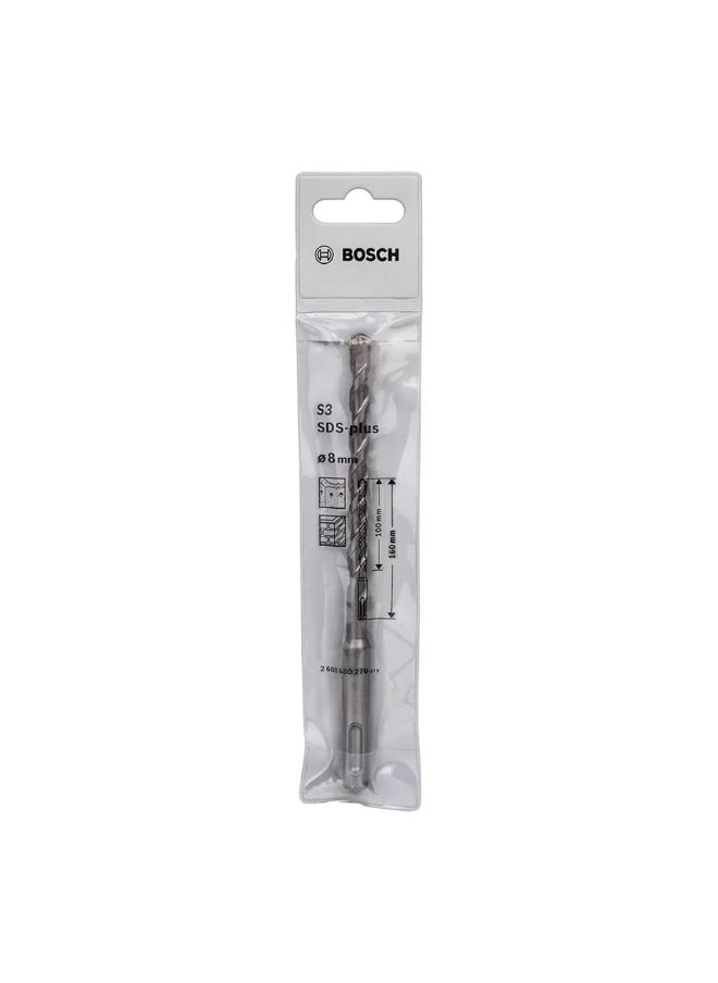 BOSCH Bosch ( 2608680270 )8 x 100 x 160mm Hammer Drill Bit SDS Plus-1 2 Cutter Tungsten Carbide Plate  - Image 4