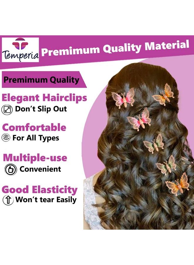 Temperia Hair Accessories For Women Stylish For Wedding & Parties Hair Pins For Women & Girls Butterfly Hair Style Bridal Braid & Brooch For Juda Bun Hairstyle Decoration Bride Clips Pack Of 6 - Image 3