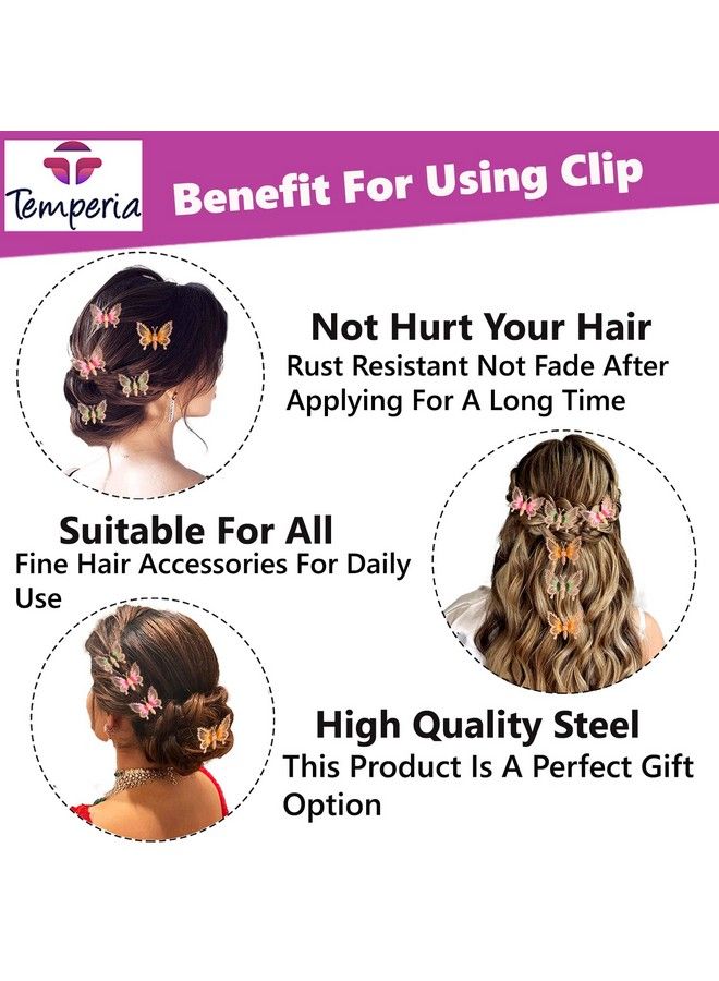 Temperia Hair Accessories For Women Stylish For Wedding & Parties Hair Pins For Women & Girls Butterfly Hair Style Bridal Braid & Brooch For Juda Bun Hairstyle Decoration Bride Clips Pack Of 6 - Image 5