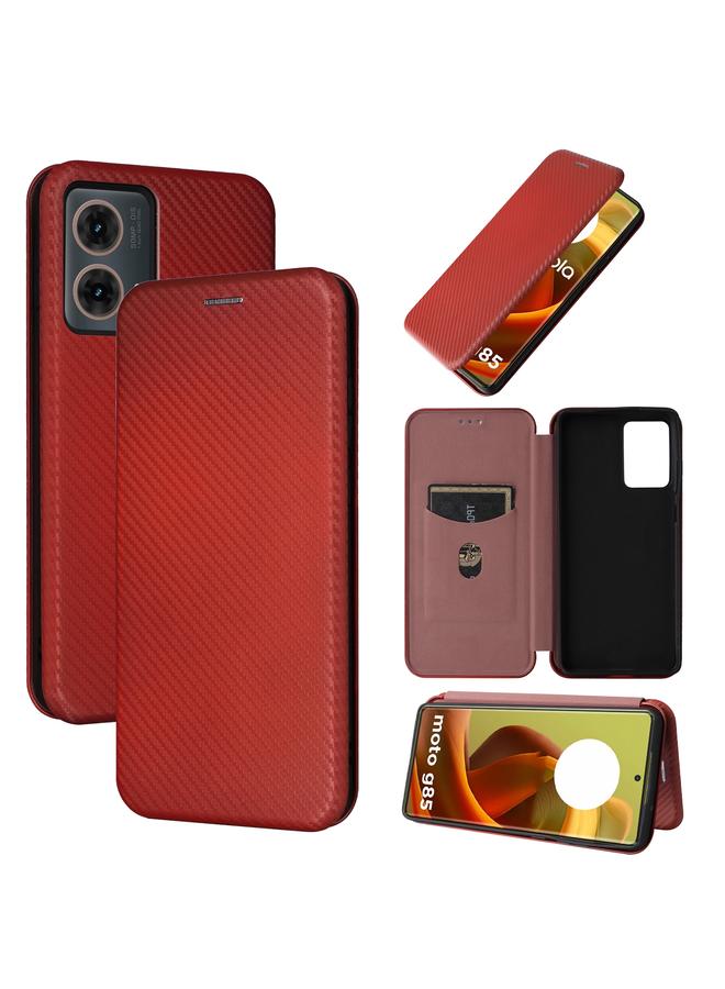 S-TOP Case For Motorola Moto G85 Carbon Fiber Texture Flip Leather Phone Case - Image 1