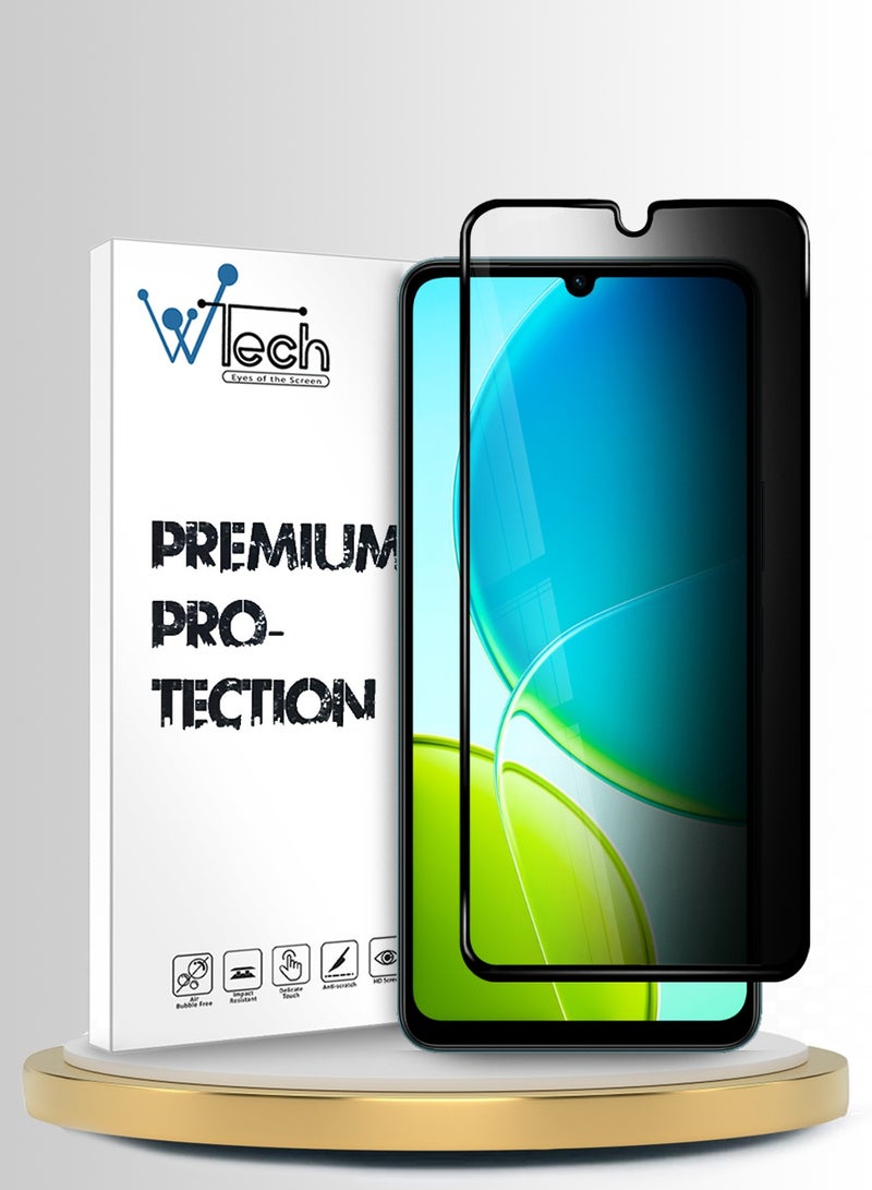 دبليو تيك واقي شاشة زجاجي مقسى كامل الغطاء واللصق لجهاز vivo Y19s 5G 2025 سلسلة Premium E2E - شفاف/أسود (MSGECP) - Image 1