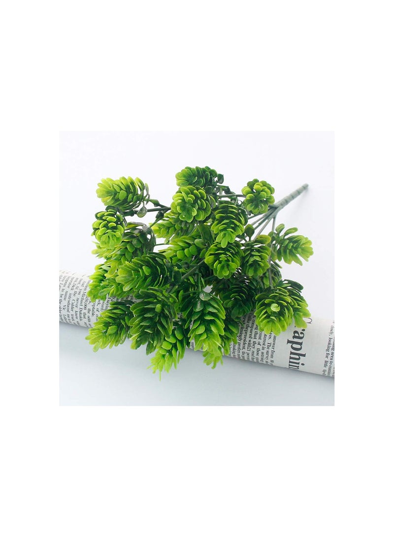 GGOOT 4 PCS Artificial Plastic Plant Eucalyptus Grass Branches Fake Shrubs Bundles Faux Plastic Greenery Bushes Indoor Outdoor Wedding Hanging Basket Filler Home Kitchen Table Decorations - Image 4