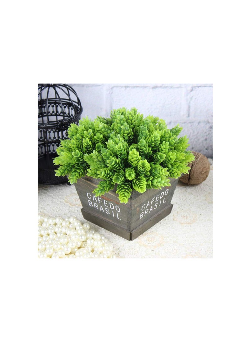 GGOOT 4 PCS Artificial Plastic Plant Eucalyptus Grass Branches Fake Shrubs Bundles Faux Plastic Greenery Bushes Indoor Outdoor Wedding Hanging Basket Filler Home Kitchen Table Decorations - Image 2
