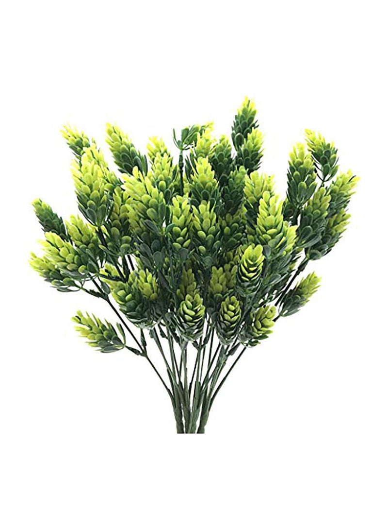 GGOOT 4 PCS Artificial Plastic Plant Eucalyptus Grass Branches Fake Shrubs Bundles Faux Plastic Greenery Bushes Indoor Outdoor Wedding Hanging Basket Filler Home Kitchen Table Decorations - Image 1